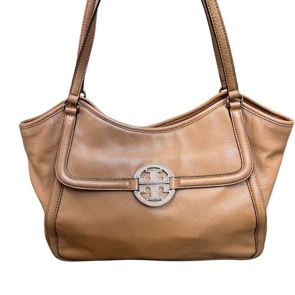 Tory Burch Amanda Tan Camel Leather Easy Tote Shoulder Bag Tote - Picture 2 of 16